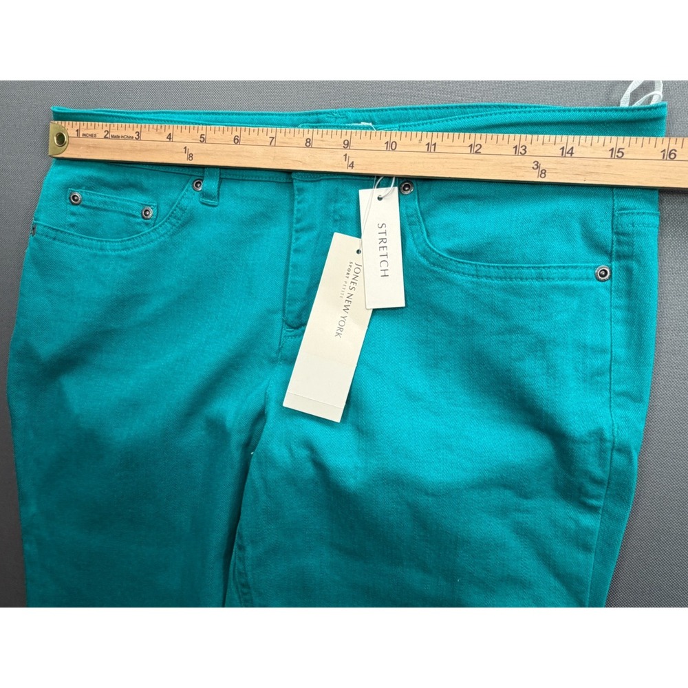 Jones New York Sport Petite Pants Aqua Green Rhinestone Stretch NWT | Womens 10P - Picture 8 of 15